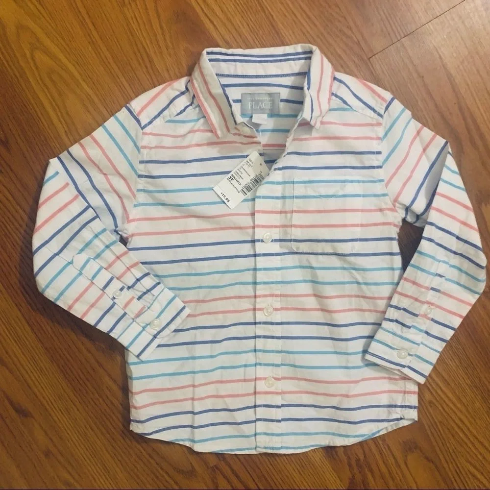 Nwt The Children’s Place Button Down Shirt 3T